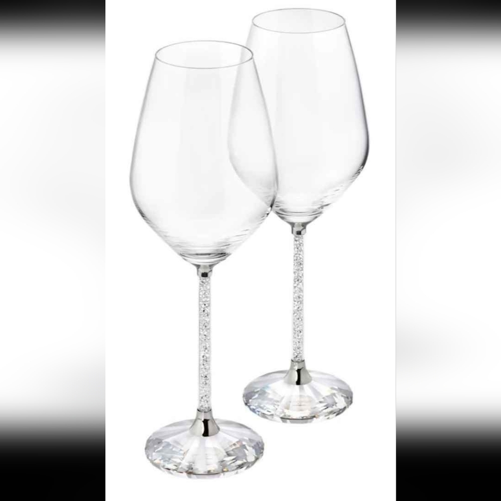 2 for $500 - Swarovski Set of 2 White Wine Crystalline Glasses - Listing: 1 Pair